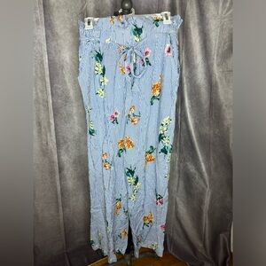 Indero Striped Pants Paperbag Floral Sz S/M Summer Stripes Palazzo